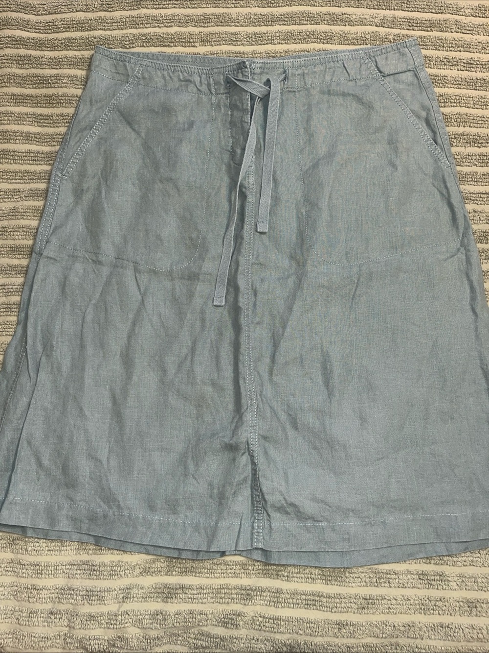 L.L. Bean Light green  Linen A-Line Drawstring Skirt